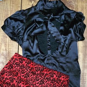 Adorable Tie-Neck Black Blouse